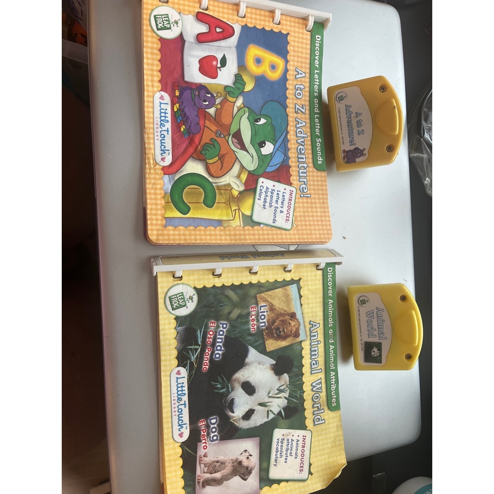 LeapFrog LittleTouch LeapPad Books A to Z Adventure Animal World Cartridges Lot
